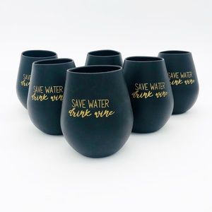 Silicone Wine Glasses set of 6 Black